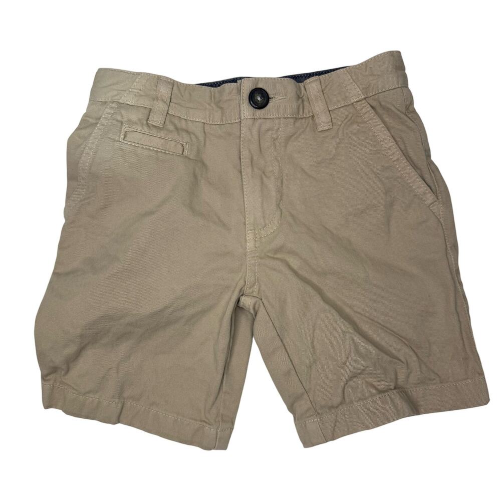 Boden Boys Beige Chino Shorts Adjustable Waist Size 7Y 100% Cotton